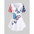 thumbnail image 1 of Camiseta Talla Extra Estampado Bandera Americana Curvo Mariposa Rosegal  Camisetas tallas grandes, 1 of 5
