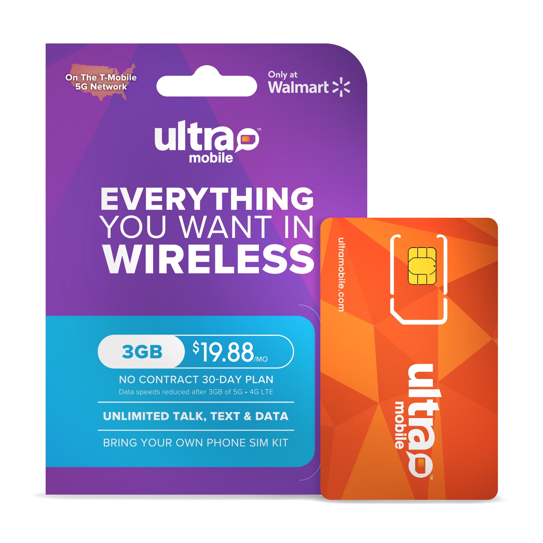 Ultra Mobile 3GB 30 Day Prepaid Wireless Plan SIM Kit