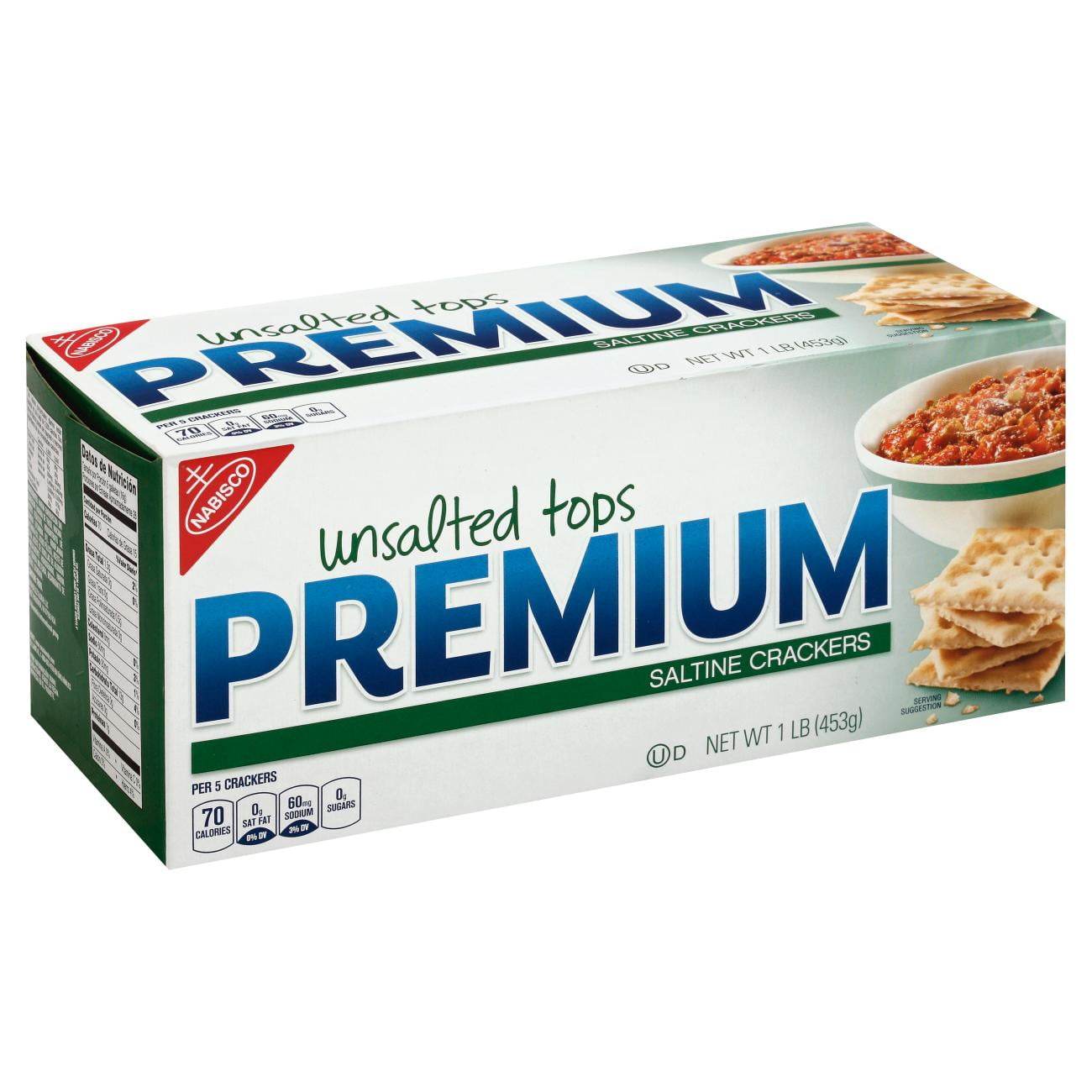 Pack of 2 - Nabisco Premium Unsalted Tops Saltine Crackers 16 oz
