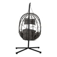 thumbnail image 4 of Egg Chair With Stand Indoor Outdoor Swing Chair Patio Wicker Hanging Egg Chair Hanging Basket Chair With Stand For Bedroom Living Room Balcony,Gray-A, 4 of 15