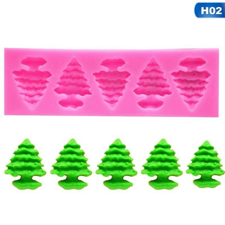 Fancyleo 5 Hold Christmas Tree Snowman Silicone Fondant Soap 3D Cake Mold Cupcake Jelly Candy Chocolate Decoration Baking