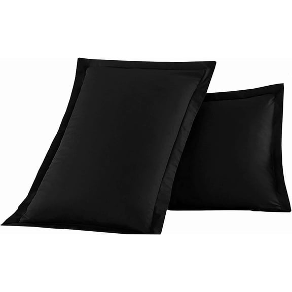 Soft Pillow Shams Set of 2 - Double Brushed Microfiber Pillow Covers - Hotel Style Premium Bed Pillow Cases King Size, Black