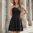 thumbnail image 4 of MLDRA Dresses for Women Summer Dresses Sleeveless Button Down Smocked Ruffle Tiered A Lined Casual Swing Mini Black Dress 2026 Spring, 4 of 7