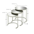 thumbnail image 4 of DecMode Contemporary Silver Metal Round Accent Table with Mirrored Glass Top, Set of 3 21", 19", 17"H, 4 of 15