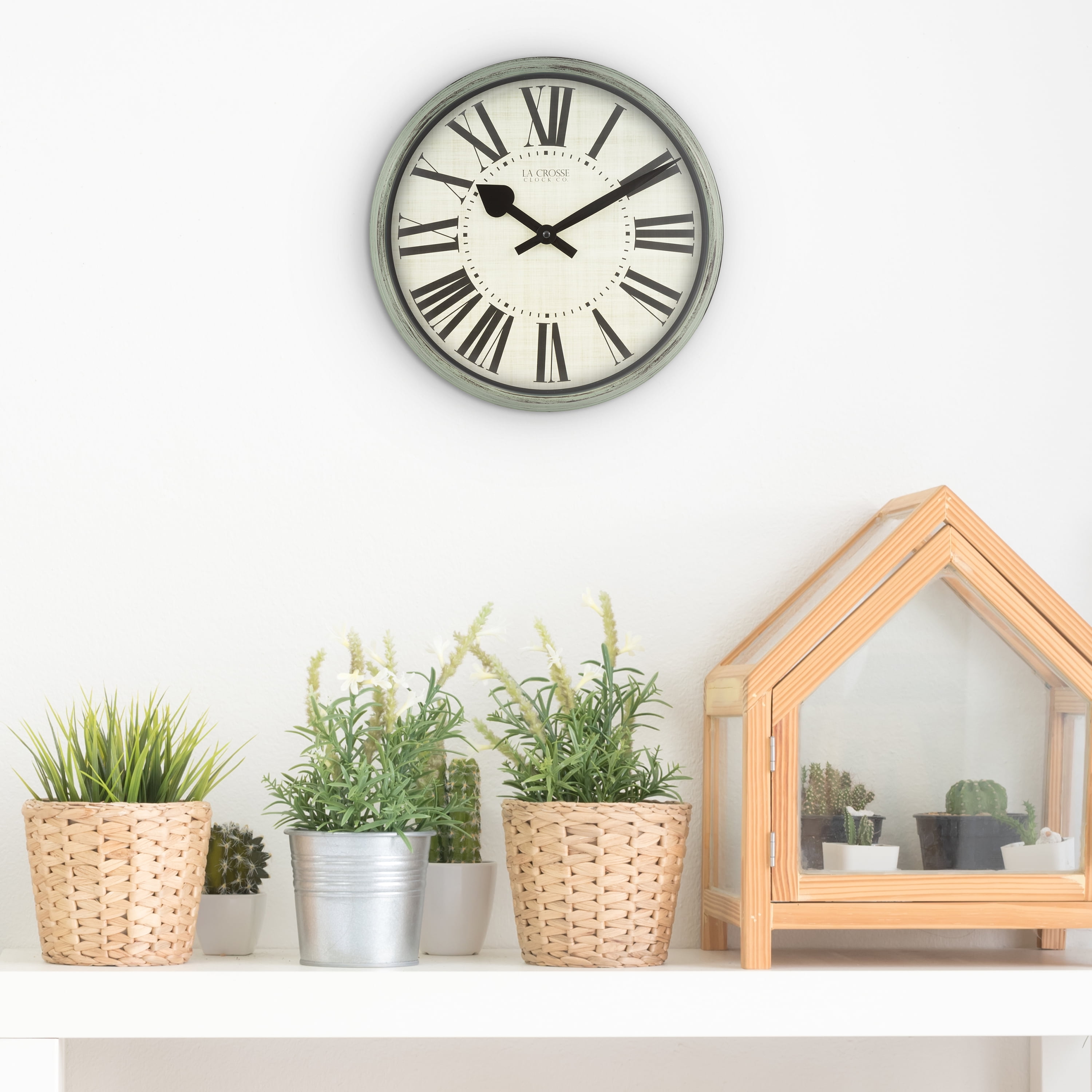 La Crosse Clock 14 inch Sage Grove Quartz Analog Wall Clock, 404-3036G