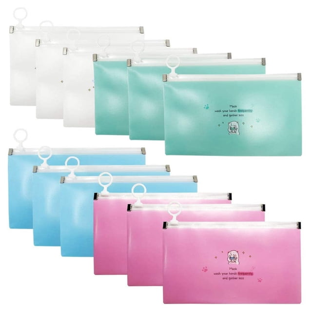 12 Uds Funda Organizadora ANGGREK Bolsa De Almacenamiento Con Cremallera Color Azul Blanco Rosa Verde 3 Piezas