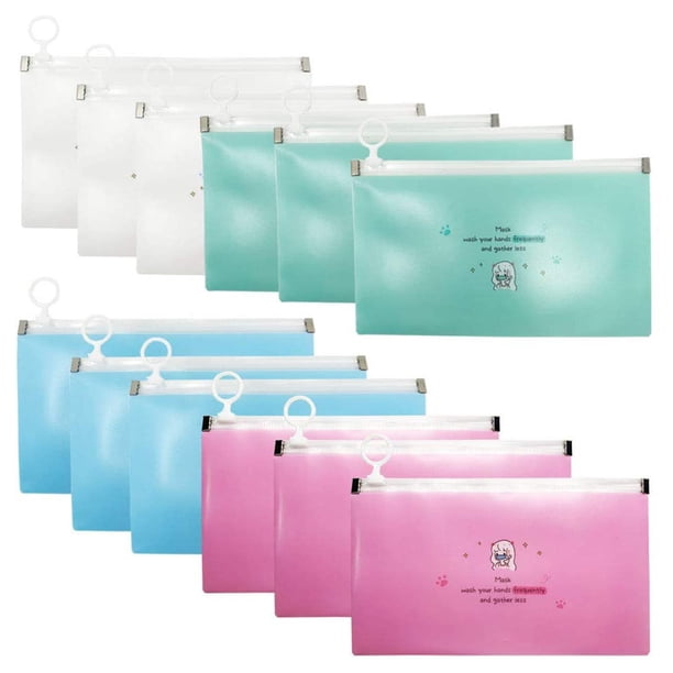 12 Uds Funda Organizadora ANGGREK Bolsa De Almacenamiento Con Cremallera Color Azul Blanco Rosa Verde 3 Piezas