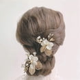 thumbnail image 4 of Elegant Wedding Hair Combs Pearl Bridal Accessories Rhinestone Flower Side Clip for Women, 4 of 9