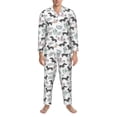 thumbnail image 3 of Balery Dachshund Dog Puppy Pijama para Hombre de Dos Piezas con Manga Larga, Conjunto de Dormir y Descanso Suave con Bolsillos-Small, 3 of 7