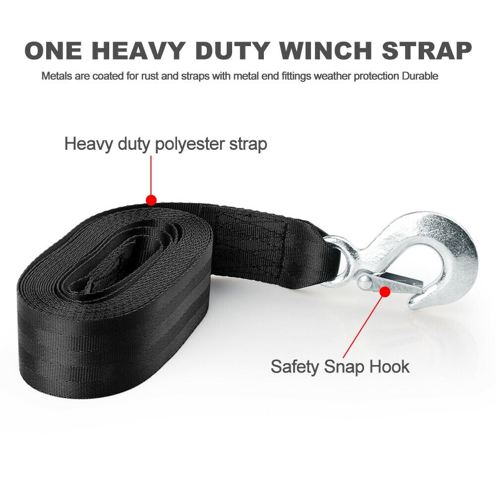 DELUXE BOAT TRAILER REPLACEMENT WINCH STRAP 10000 lbs  2" x20' & SNAP HOOK QUICK
