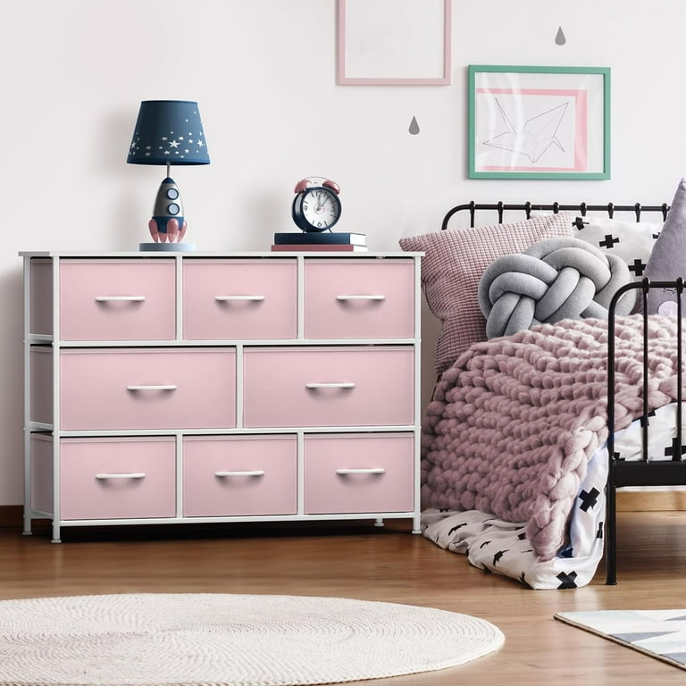 Sorbus, Dresser with 8 Fabric Bins Drawers, Pink, Kids Bedroom Storage -  Walmart.com