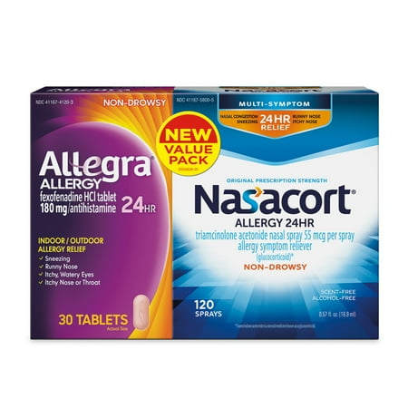 Allegra Adult 24HR (30 Ct) / Nasacort Spray (120 Sprays), Value Pack