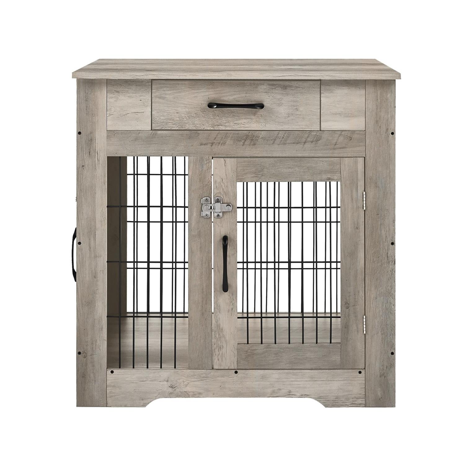 Pefilos 30" Dog Crate End Table Dog Cages with Drawer, Pet Kennels Cages with Double Doors Nightstand, Dog House Indoor Use Medium, Gray Pefilos 30" Dog Crate End Table Dog Cages with Drawer, Pet Kennels Cages with Double Doors Nightstand, Dog House Indoor Use Medium, Gray