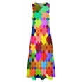 thumbnail image 3 of Bright Checkered Colors Long Dress wom's luxury party dress summer outfits for wom02 Dress, 3 of 6