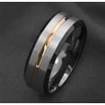 thumbnail image 3 of Titanium Steel Ring Silver Black and Gold Stripe Band for Men and Women Lightweight Everyday Jewelry Ring for Unisex, 3 of 5