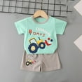 thumbnail image 2 of Uxgjfwu Toddler Boy Summer Outfits Cute Printed Short Sleeve Top and Shorts Set Summer Clothes, Sizes 3M-6T,Green, 2 of 3