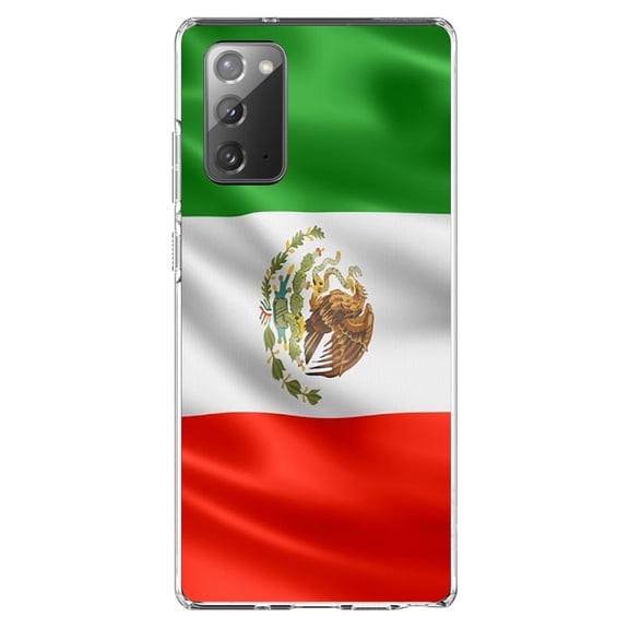 DistinctInk Clear Shockproof Hybrid Case for Galaxy Note 20 ULTRA (6.9" Screen) - TPU Bumper, Acrylic Back, Tempered Glass Screen Protector - Red White Green Mexican Flag Mexico