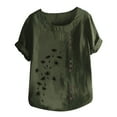 thumbnail image 4 of Ichuanyi Womens Shirts , Women Casual Print Short Sleeve O-Neck Plus Size T-Shirt Top Blouse, 4 of 5