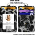 thumbnail image 2 of ID Badge Holder with Lanyard, Vertical PU Leather ID Badge Card Holder with 1 Clear ID Window, 4 Credit Card Slots and a Detachable Neck Lanyard (Leopard Print), 2 of 7
