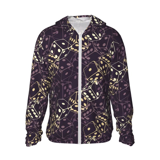 Fotbe Dice Chaqueta con Protección Solar UPF 50+ para Hombre y Mujer, Camisa con Capucha y Bolsillos-Medium