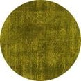 thumbnail image 1 of Ahgly Company Machine Washable Indoor Round Abstract Yellow Modern Area Rugs, 6' Round, 1 of 4