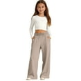 thumbnail image 3 of Ruyang Wide Leg Sweatpants Girls Baggy Pants Straight Elastic High Waist Pocket Spring Athletic Joggers Sports Trousers, 3 of 6