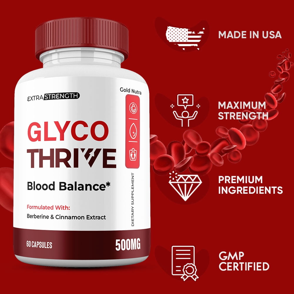 Glyco Thrive Balance Capsules, All Natural Premium Ingredients, Glyco Thrive Glycogen Balance Maximum Strength Blood Pills Berberine Supplement (2 Pack)