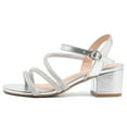 thumbnail image 2 of Womens Sandals Dressy Chunky Heels Low Block Open Toe Sandals Dress Party Shoes Silver Size 10.5, 2 of 6