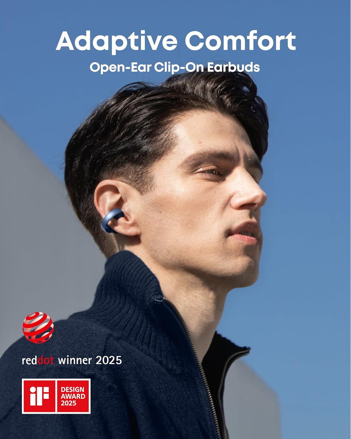 Soundcore AeroClip Open-Ear Clip-on Earbuds, Adaptive Comfort & Stable Fit, 4-Mic AI Clear Calls, 12mm Drivers, Powerful Bass, Hi-Res, Open-Ring Design