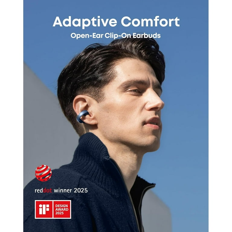 Soundcore AeroClip Open-Ear Clip-on Earbuds, Adaptive Comfort