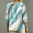 thumbnail image 7 of Women's Boho Printed Blouse,3/4 Sleeve Lace-Up V-Neck Peasant Top Summer,Ruffle Blouse, 7 of 7