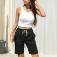 thumbnail image 3 of 2025 Clearance! 50% Off Clear! asdoklhq Plus Size Pants for Women,Summer Motion Elastic Waist Solid Color Frenulum Casual Straight Shorts, 3 of 9