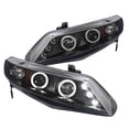 thumbnail image 3 of Spec-D Tuning LED Dual Halo Jdm Black Projector + Tail Brake Lamps Compatible with 2006-2011 Honda Civic 4Dr Left + Right Pair Headlamps Assembly, 3 of 7