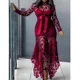 thumbnail image 4 of Plus Size Women's Elegant Lace Hollow Out Dress Vintage Patchwork Mermaid Dress Autumn Asymmetric Hem Evening Party Dress, 4 of 5