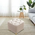thumbnail image 4 of Foot Rest Padded Seat Square Footstool for Bedside Living Room Dressing Room beige, 4 of 8