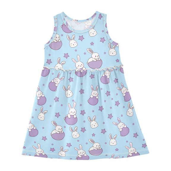 Dress Wolf Pale Yellow Star Sleeveless Dress for Hem A-Line Casual Sundress
