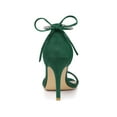 thumbnail image 3 of BLISSFUL STEP Women's Shoes Stiletto Heels Rhinestone Ankle Tie Open Toe Faux Suede Party Sandals Green 8, 3 of 8