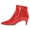 Red, variant on Women's Pointy Toe Ankle Booties Kitten Low Heels Dressy Glossy Daily Winter Shoe Size 7 White