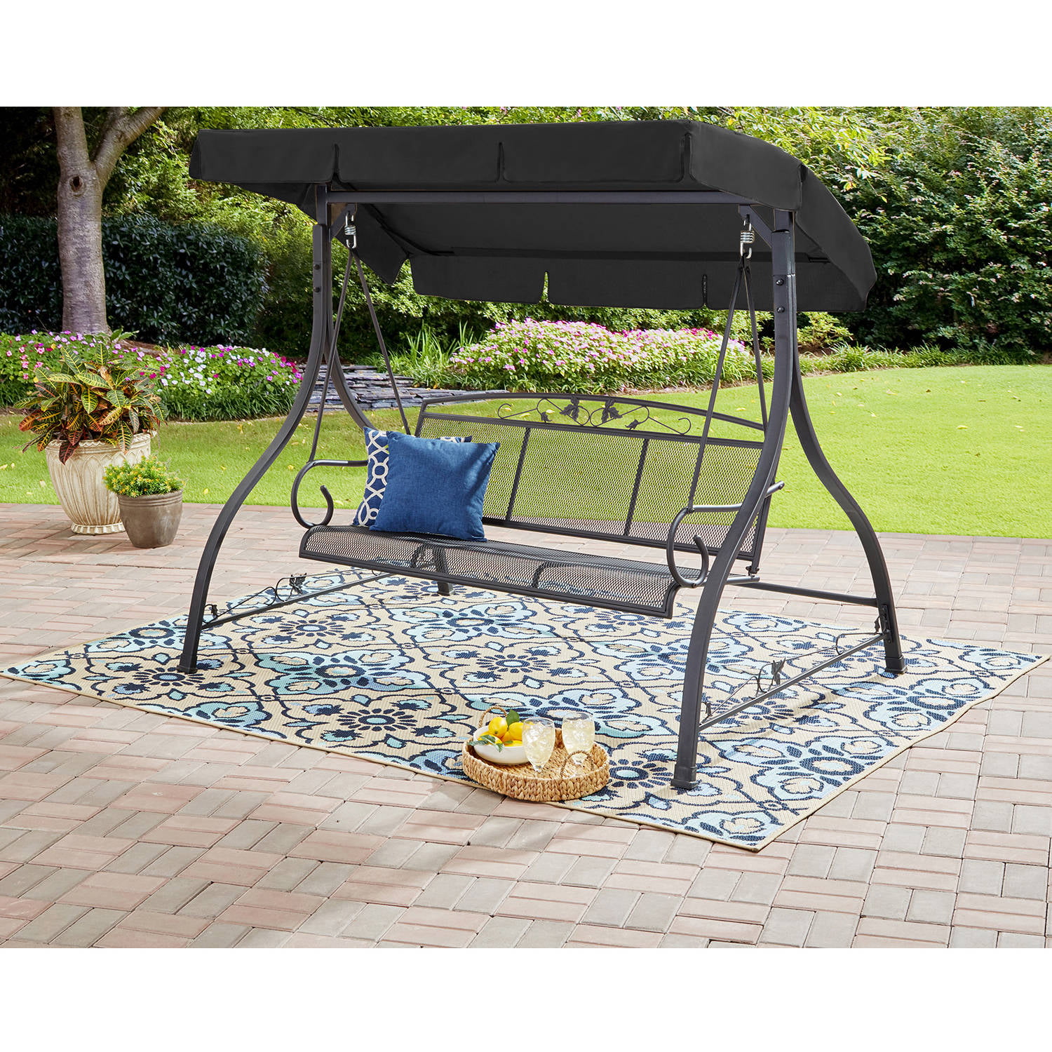 Mainstays* Classic Outdoor 3-Person Sling Canopy Porch Swing