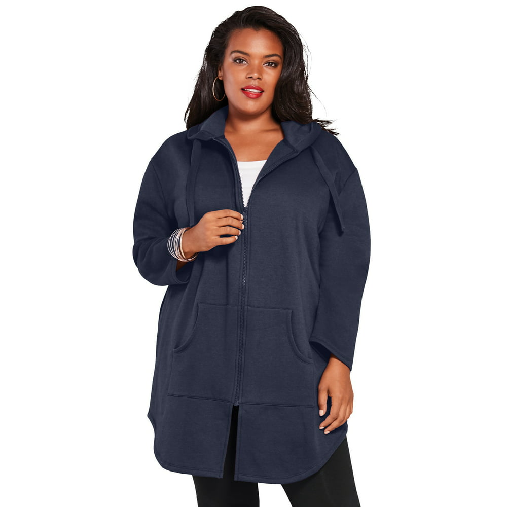 Roaman's - Roaman's Women's Plus Size Fleece Zip Hoodie Jacket Jacket ...