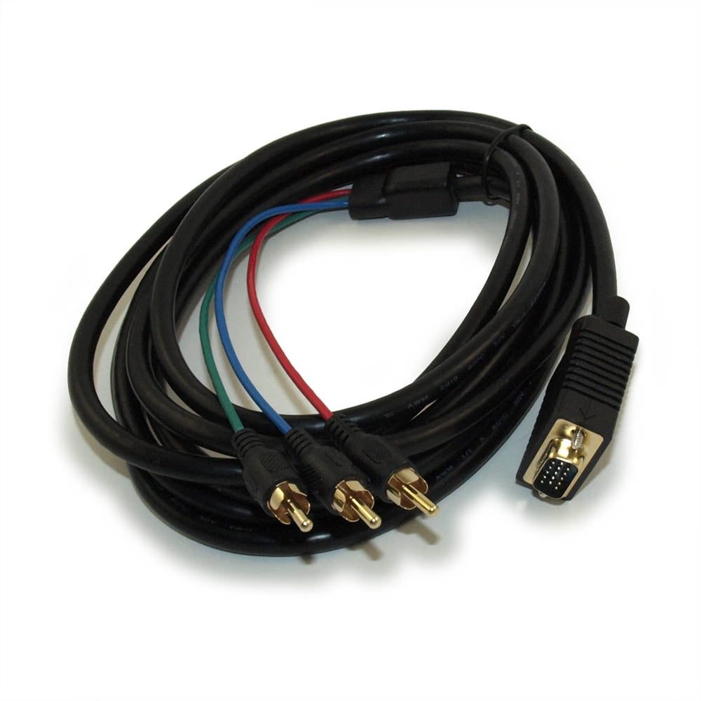 12ft VGA/HD15 Video Projector to 3RCA Component (Y, Pr, Pb) Cable