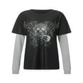 thumbnail image 1 of PENGXIANG Fashionable Women‘s Long Sleeve T-Shirts with Print and Patchwork Design, 1 of 9