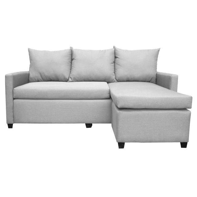 Sala Esquinera Modular El Bazar Store Vancouver Gris plata 175x130 cm Sofa Lado derecho ó izquierdo Económica, Tela Lino