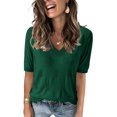 thumbnail image 1 of Arach&Cloz Women's V-Neck Short Sleeve Special Rib Knitted Pattern Casual Tops Sweater Spring Summer 2025, 1 of 6