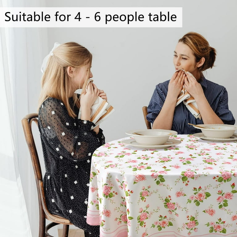 Rose Oval Off-White Polyester Tablecloth Rose Oval Off-White Polyester Tablecloth