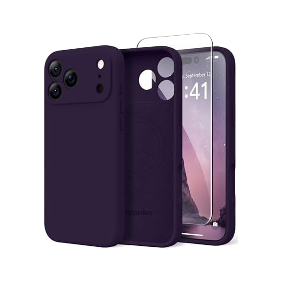 Eryueer Magnetic for iPhone 17 Pro Max Case Compatible with MagSafe, [Full Camera Protection][Screen Protector] Silicone Shockproof Protective Phone Case for iPhone 17 Pro Max 6.9" Deep Purple