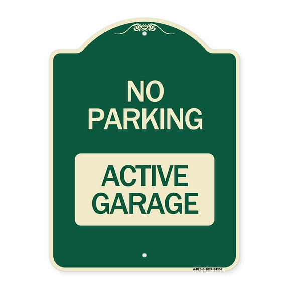 SignMission Designer Series Sign - Active Garage | Green & Tan 18" x 24" Heavy-Gauge Aluminum Architectural Sign | Protect Your Business & Municipality | Made in the USA