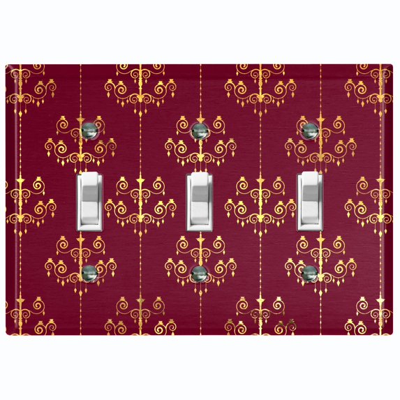 Metal Light Switch Plate Cover Elegant Burgundy Chandelier Damask DAM079