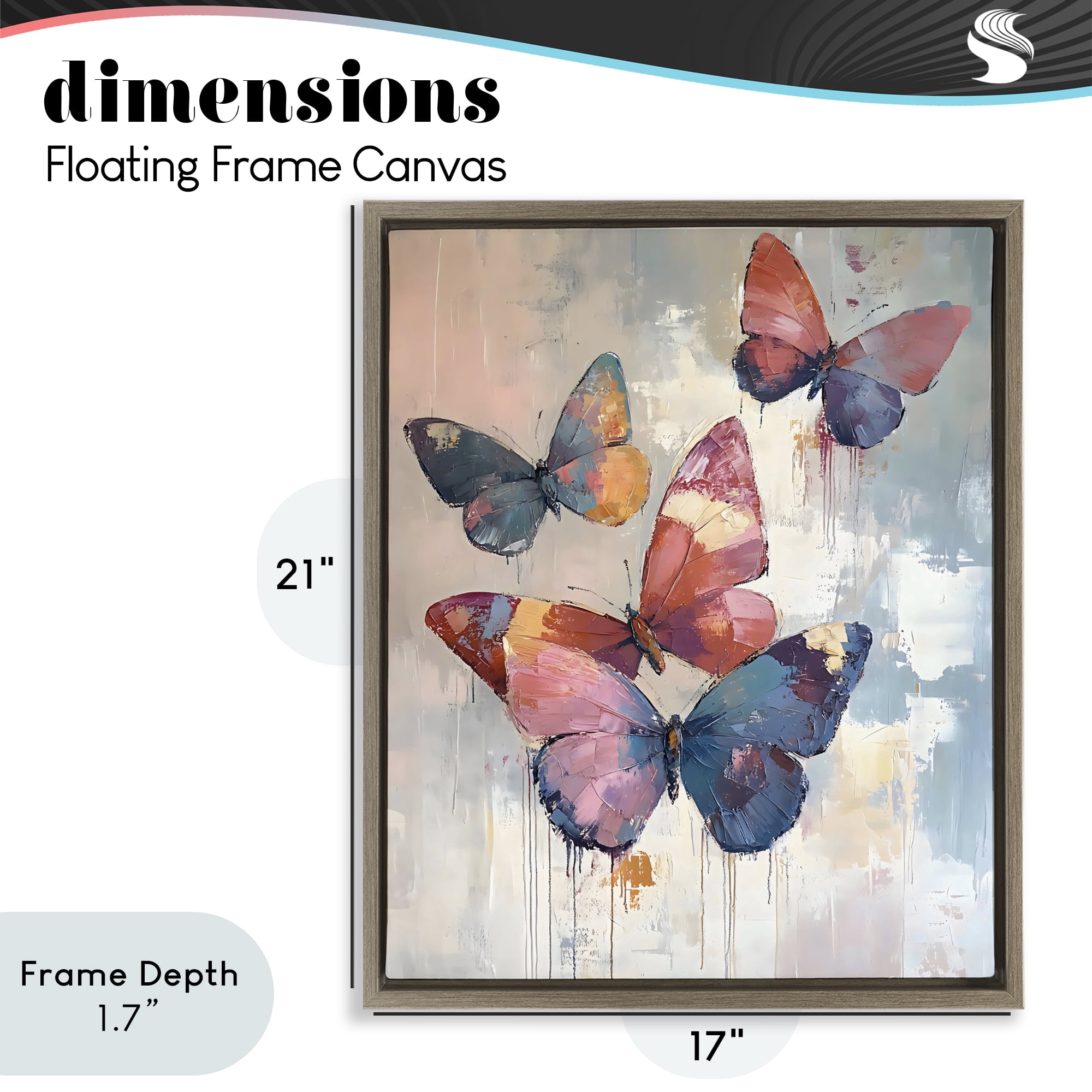 Stupell Industries Butterfly Beauty in Flight Brown Framed Floater Canvas Wall Art, design by Creative Studio