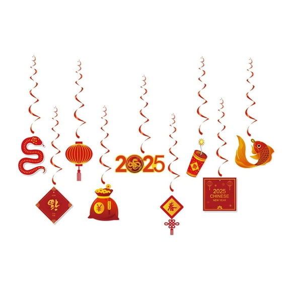 yotijay 9 Pieces 2025 Lunar Year Chinese New Year Decoration Holiday Wall Happy New Year